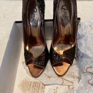 Carlos Santana Bronze Open Toe Pump